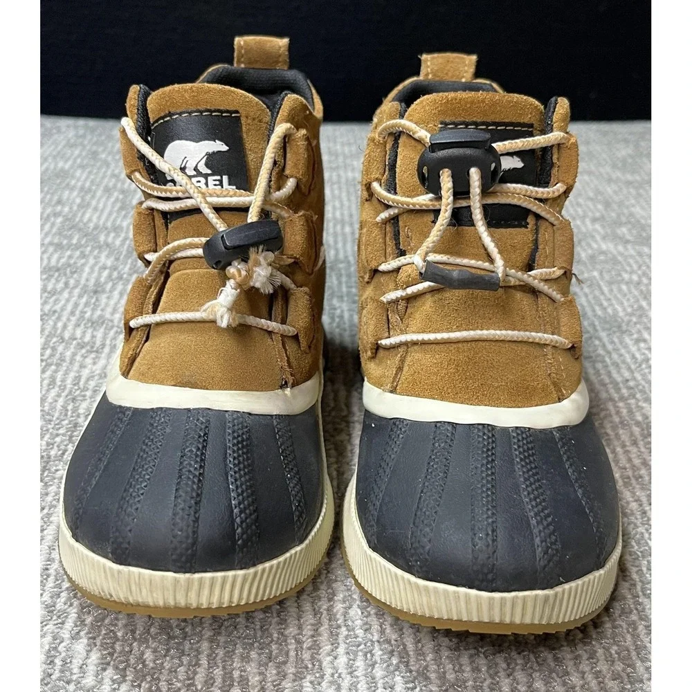 Sorel Waterproof Ankle Boots‎ Kids Size 2 Brown Suede Snow Winter NY4564-224